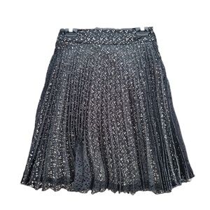 Karen Millen Black Lace Pleated Midi Skirt Size 6 Elegant